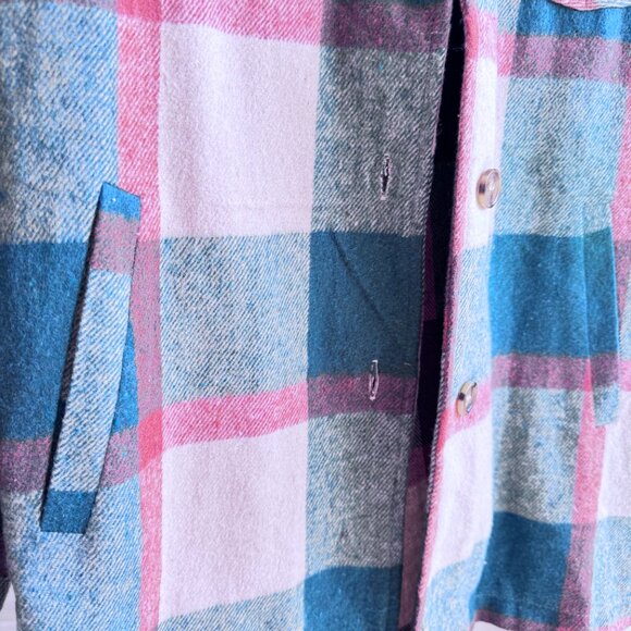 Stitch fix: VIGOSS Size: XS Oversized Teal Green Orange Plaid Shacket Flannel - Picture 15 of 15